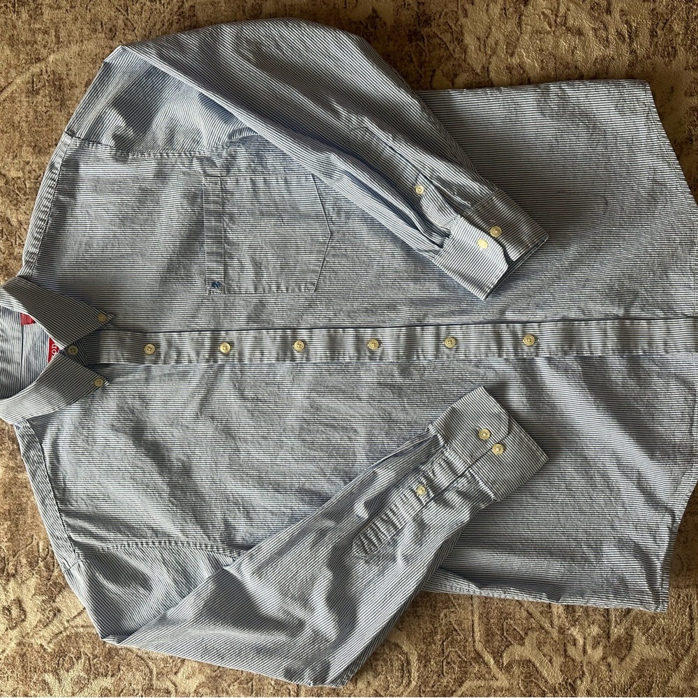 Izod Light Blue Striped Button Down Shirt